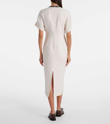Abito midi in misto lino | Brunello Cucinelli