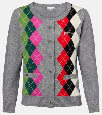 Argyle wool and cashmere cardigan | Ganni