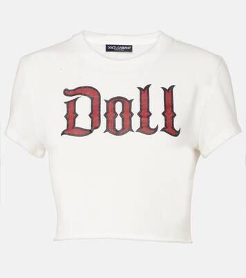 Camiseta cropped en jersey de algodón | Dolce&Gabbana