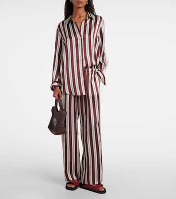 Rosa striped silk satin pajama pants | Asceno