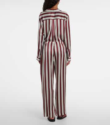 Rosa striped silk satin pajama pants | Asceno
