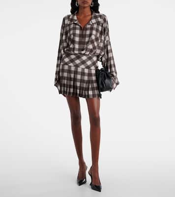 Checked pleated miniskirt | Norma Kamali