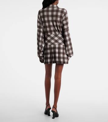 Checked pleated miniskirt | Norma Kamali