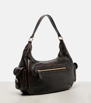 Distressed leather shoulder bag | Miu Miu