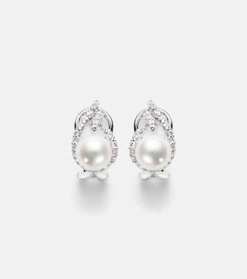 Ohrringe aus 18kt Weißgold mit Diamanten und Akoyaperlen | Mikimoto