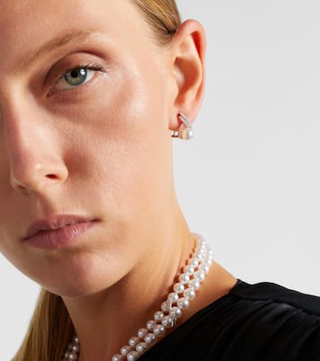 Ohrringe aus 18kt Weißgold mit Diamanten und Akoyaperlen | Mikimoto