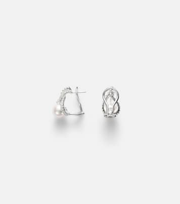 Ohrringe aus 18kt Weißgold mit Diamanten und Akoyaperlen | Mikimoto