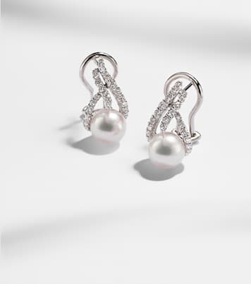 Ohrringe aus 18kt Weißgold mit Diamanten und Akoyaperlen | Mikimoto