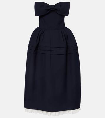 Bow-detail wool and silk midi dress  | Shushu/Tong