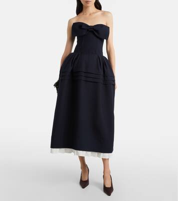 Bow-detail wool and silk midi dress  | Shushu/Tong