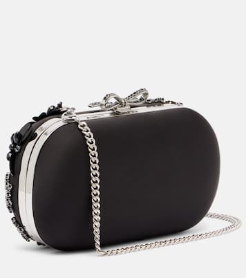 Crystal-embellished floral satin clutch | Self-Portrait