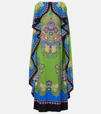 Magic printed caped silk maxi dress | La DoubleJ