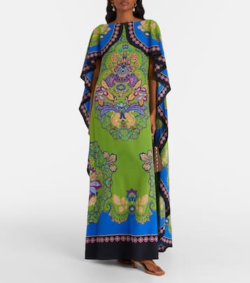 Magic printed caped silk maxi dress | La DoubleJ