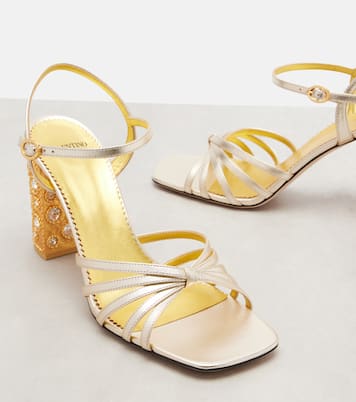 90 embellished metallic leather sandals | Valentino Garavani