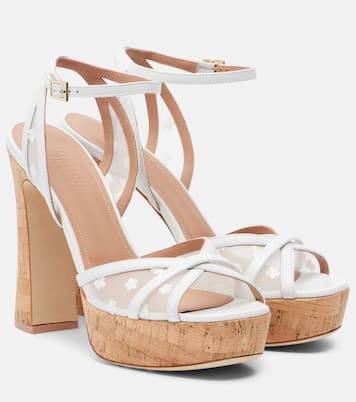 Sylvie 125 leather-trimmed platform sandals | Malone Souliers