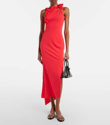 Floral-appliqué asymmetric jersey maxi dress | Coperni