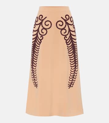 Jupe midi en laine à ornements | Prada