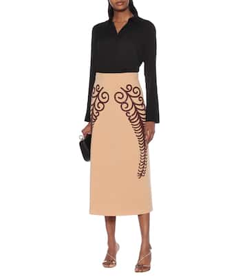 Jupe midi en laine à ornements | Prada