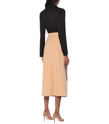 Jupe midi en laine à ornements | Prada