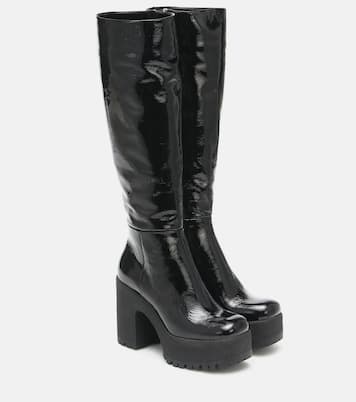Leather platform knee-high boots | Miu Miu