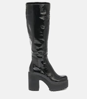 Leather platform knee-high boots | Miu Miu