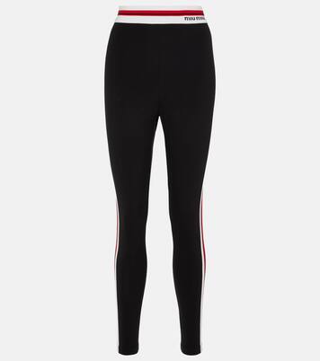 Leggings in cotone stretch | Miu Miu