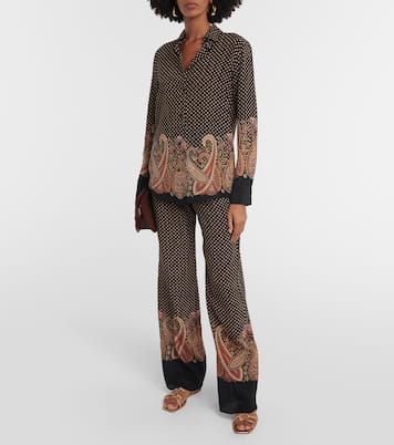 Chemise en soie à pois et motif cachemire | Etro