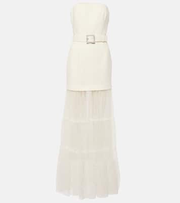 Robe longue de mariée Mirabella en tulle et crêpe | Rebecca Vallance