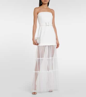 Robe longue de mariée Mirabella en tulle et crêpe | Rebecca Vallance