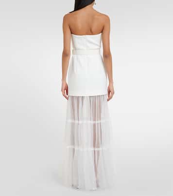 Robe longue de mariée Mirabella en tulle et crêpe | Rebecca Vallance