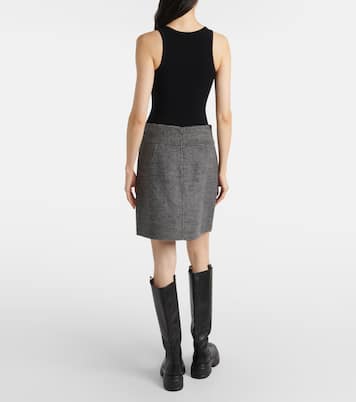 Stone houndstooth wool and mohair-blend miniskirt | 'S Max Mara