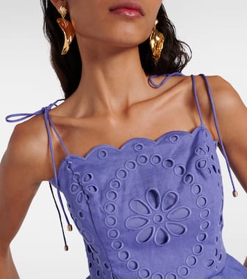 Pop embroidered peplum linen top | Zimmermann
