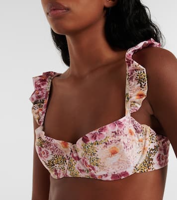Kiwi ruffled floral bikini top | Agua by Agua Bendita