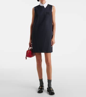 Abito corto in lana e cotone | Miu Miu