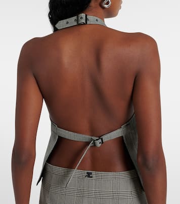 Prince of Wales check open-back wool top | Wardrobe.NYC