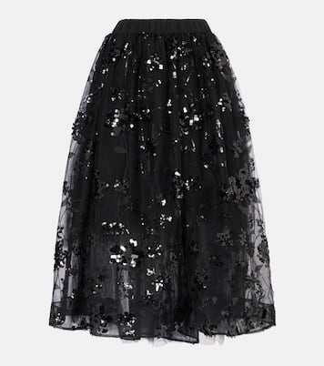 Gonna midi in tulle con paillettes | Simone Rocha