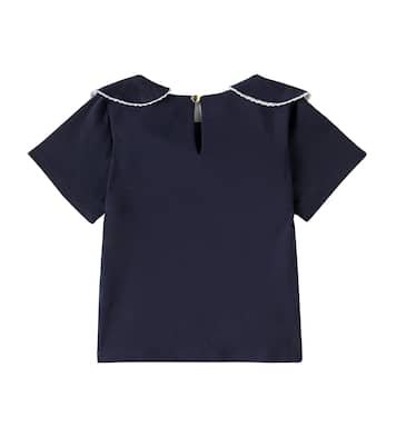 Top in jersey di cotone con ricamo | Chloé Kids
