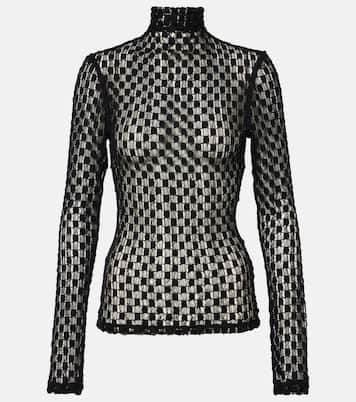 Cotton-blend lace turtleneck top | Róhe