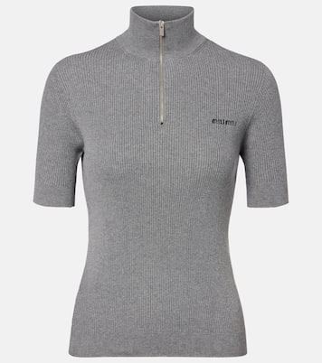 Cotton half-zip sweater | Miu Miu