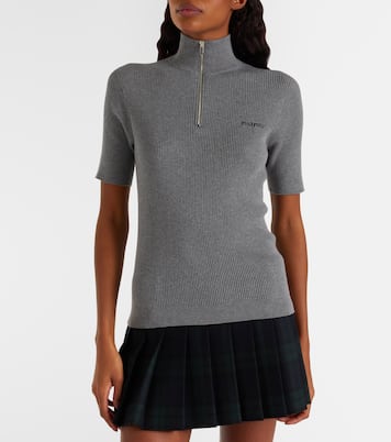 Cotton half-zip sweater | Miu Miu