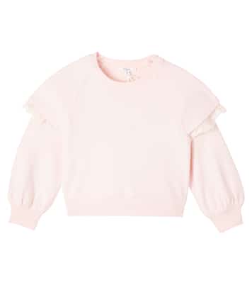 Sweat-shirt en coton et dentelle | Chloé Kids