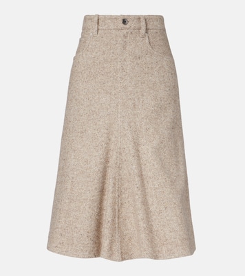 Monili wool and silk-blend midi skirt | Brunello Cucinelli