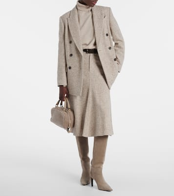 Monili wool and silk-blend midi skirt | Brunello Cucinelli