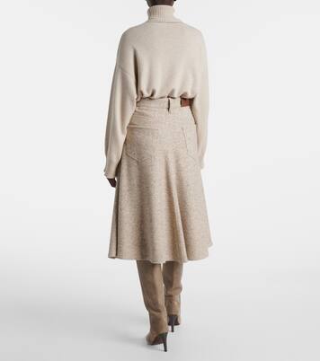 Monili wool and silk-blend midi skirt | Brunello Cucinelli