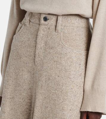 Monili wool and silk-blend midi skirt | Brunello Cucinelli