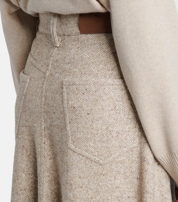Monili wool and silk-blend midi skirt | Brunello Cucinelli