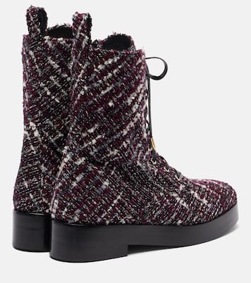 Ben 20 leather-trimmed tweed combat boots | Aquazzura