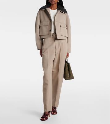 Belted high-rise wool straight pants | Bottega Veneta