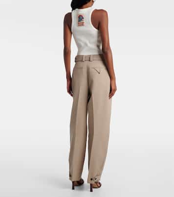 Belted high-rise wool straight pants | Bottega Veneta