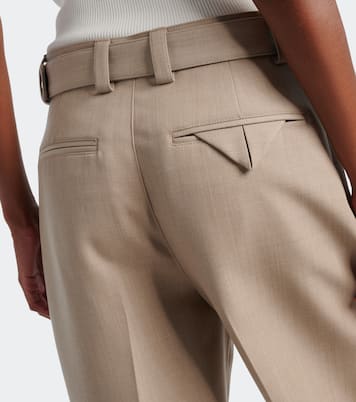 Belted high-rise wool straight pants | Bottega Veneta